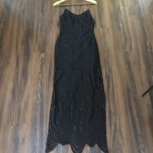 Jhene Aiko Lovers & Friends Black Reflections Maxi Lace Dress Small - Picture 3 of 9